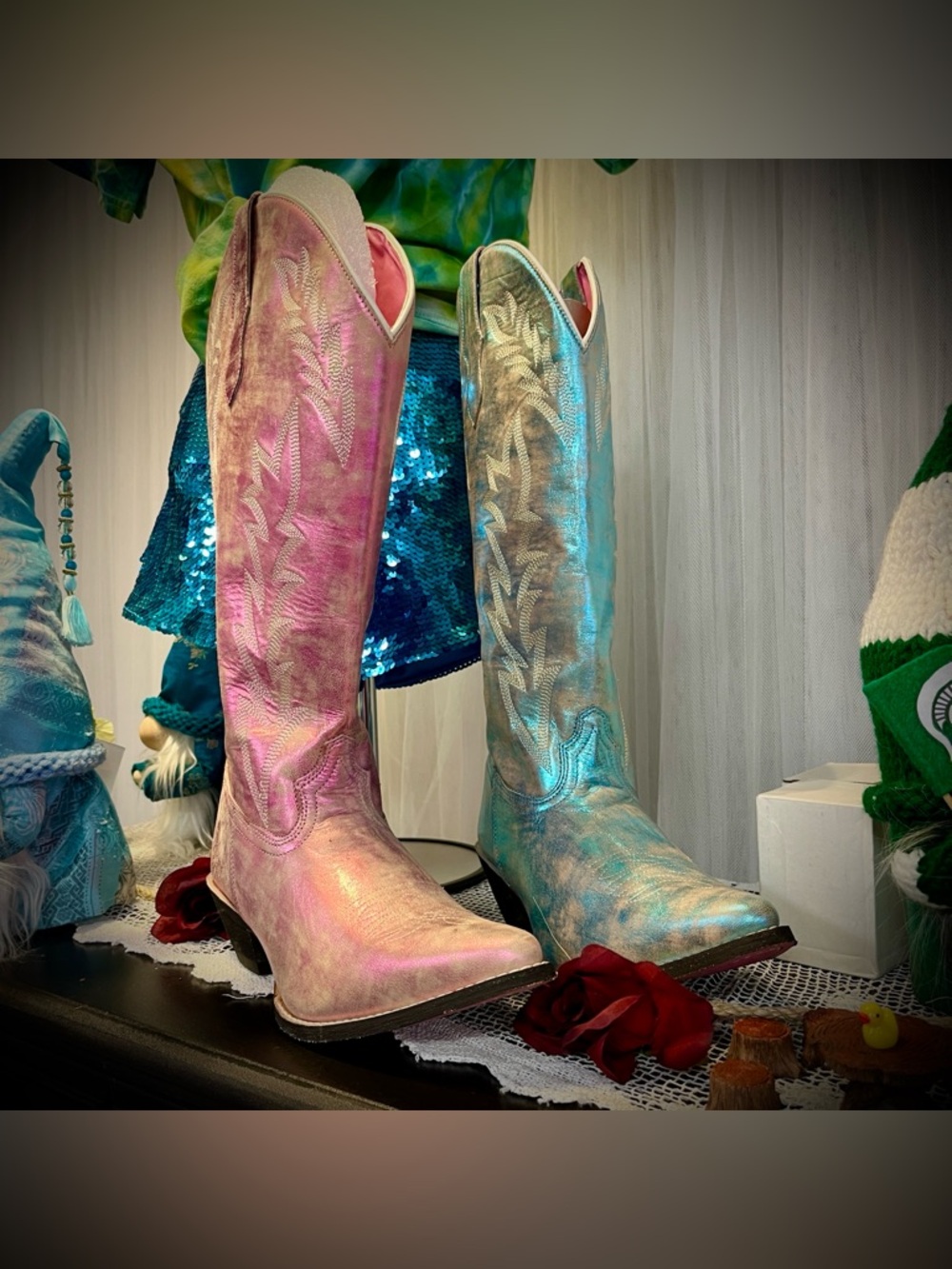 NIB All Leather Boots Southern Fried Chics 
Choose Color Pink Turquoise
